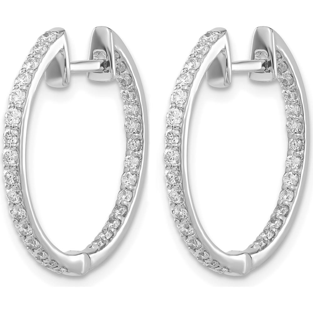 14K White Gold In & Out Hinged Hoop Earrings with Round Natural Diamonds - 0.027 Carat Total Diamond Weight by Monteluci Fine Jewelry