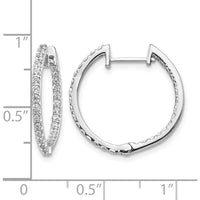 14K White Gold In & Out Hinged Hoop Earrings with Round Natural Diamonds - 0.027 Carat Total Diamond Weight by Monteluci Fine Jewelry