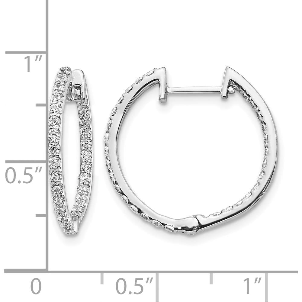 14K White Gold In & Out Hinged Hoop Earrings with Round Natural Diamonds - 0.027 Carat Total Diamond Weight by Monteluci Fine Jewelry