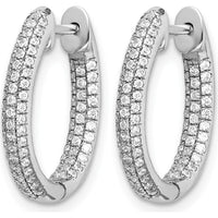 14K White Gold In & Out Hoop Earrings with 0.007 Carat Round Diamonds - Women's Fine Jewelry by Monteluci Fine Jewelry