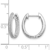 14K White Gold In & Out Hoop Earrings with 0.007 Carat Round Diamonds - Women's Fine Jewelry by Monteluci Fine Jewelry