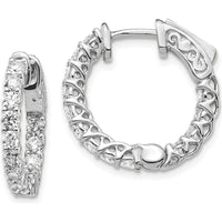 14K White Gold In & Out Hoop Earrings with 26 Round Prong Set Diamonds - 1.30 Carat Total Diamond Weight by Monteluci Fine Jewelry