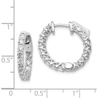 14K White Gold In & Out Hoop Earrings with 26 Round Prong Set Diamonds - 1.30 Carat Total Diamond Weight by Monteluci Fine Jewelry