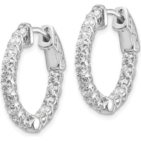 14K White Gold In & Out Hoop Earrings with 30 Prong-Set Round Diamonds - 2.30 Carat Total Diamond Weight by Monteluci Fine Jewelry
