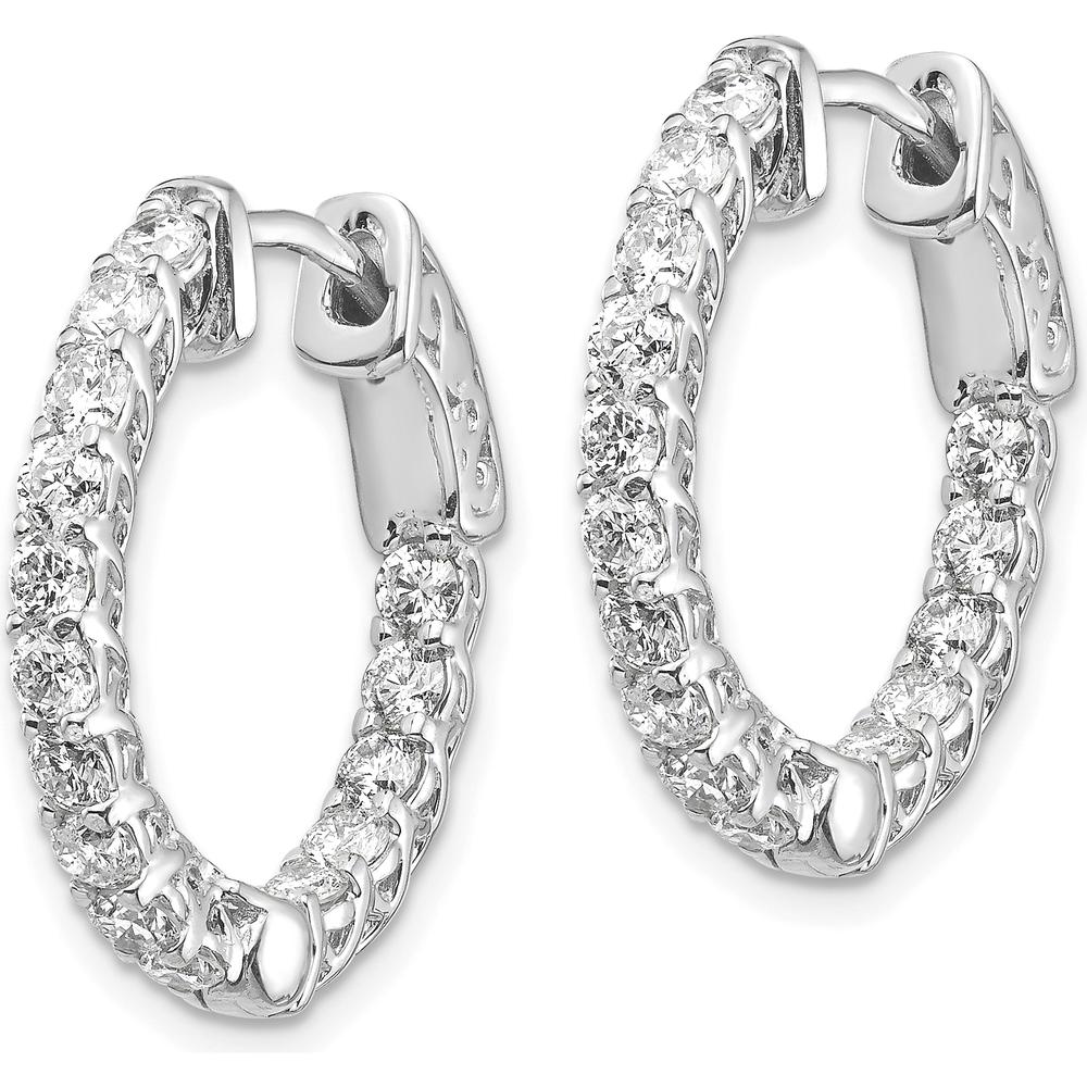 14K White Gold In & Out Hoop Earrings with 30 Prong-Set Round Diamonds - 2.30 Carat Total Diamond Weight by Monteluci Fine Jewelry