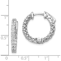14K White Gold In & Out Hoop Earrings with 30 Prong-Set Round Diamonds - 2.30 Carat Total Diamond Weight by Monteluci Fine Jewelry