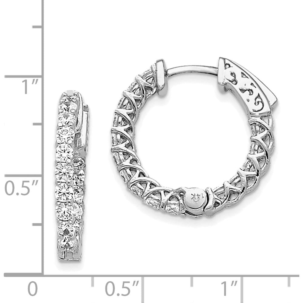 14K White Gold In & Out Hoop Earrings with 30 Prong-Set Round Diamonds - 2.30 Carat Total Diamond Weight by Monteluci Fine Jewelry