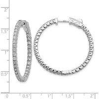 14K White Gold In-and-Out Hoop Earrings with 70 Round Faceted Diamonds - 0.028 Carat Total Diamond Weight by Monteluci Fine Jewelry