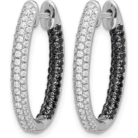 14K White Gold In & Out Hoop Earrings with Black and White Diamonds - 0.72 Carat Total Diamond Weight by Monteluci Fine Jewelry