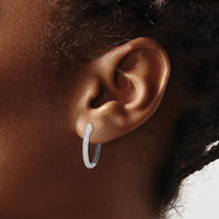 14K White Gold In & Out Hoop Earrings with Black and White Diamonds - 0.72 Carat Total Diamond Weight by Monteluci Fine Jewelry