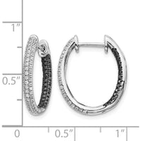 14K White Gold In & Out Hoop Earrings with Black and White Diamonds - 0.72 Carat Total Diamond Weight by Monteluci Fine Jewelry