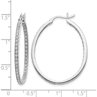 14K White Gold In & Out Hoop Earrings with Natural Round Diamonds - 0.018 Carat Total Diamond Weight by Monteluci Fine Jewelry