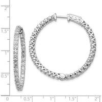 14K White Gold In & Out Hoop Earrings with Prong Set Round Stones - 70 Stones Total by Monteluci Fine Jewelry