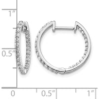 14K White Gold In and Out Hoop Earrings with Round Diamonds - 0.03 Carat Total Diamond Weight by Monteluci Fine Jewelry