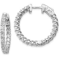 14K White Gold In & Out Hoop Earrings with Round Diamonds - 44 Stones, 2.5mm Each by Monteluci Fine Jewelry