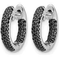 14K White Gold In & Out Hoop Earrings with Round Natural Diamonds - 0.006 Carat Total Diamond Weight by Monteluci Fine Jewelry