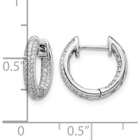 14K White Gold In & Out Hoop Earrings with Round Natural Diamonds - 0.006 Carat Total Diamond Weight by Monteluci Fine Jewelry