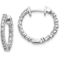 14K White Gold In & Out Hoop Earrings with Round Prong-Set Diamonds - 0.02 Carat Total Diamond Weight by Monteluci Fine Jewelry