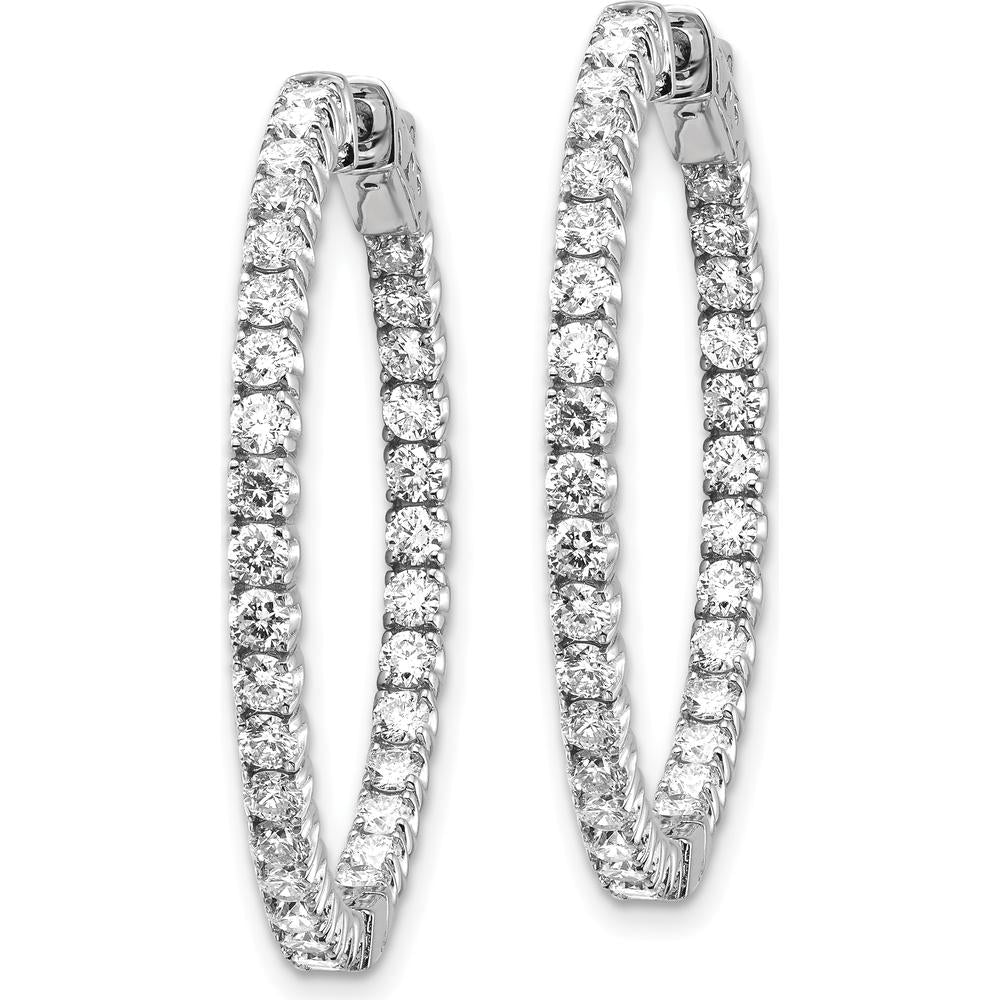 14K White Gold In & Out Round Diamond Hoop Earrings with 66 Prong Set Diamonds - 3.03 Carat Total Diamond Weight by Monteluci Fine Jewelry