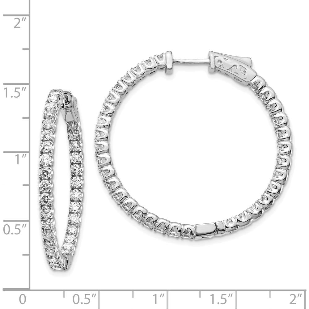 14K White Gold In & Out Round Diamond Hoop Earrings with 66 Prong Set Diamonds - 3.03 Carat Total Diamond Weight by Monteluci Fine Jewelry