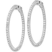14K White Gold In-and-Out Round Hoop Earrings with 100 Prong Set 2mm Round Diamonds by Monteluci Fine Jewelry