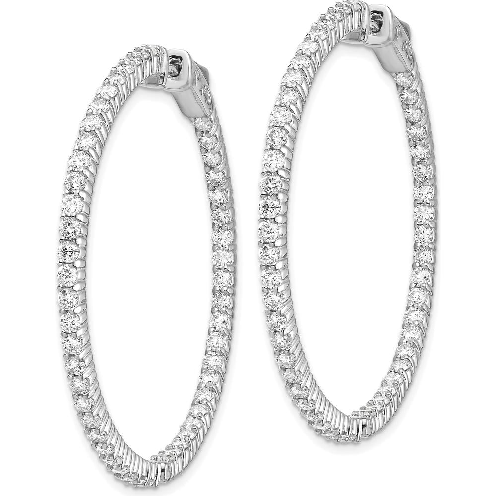 14K White Gold In-and-Out Round Hoop Earrings with 100 Prong Set 2mm Round Diamonds by Monteluci Fine Jewelry