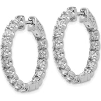14K White Gold In-and-Out Round Hoop Earrings with 30 Prong Set Round Stones - 2.9mm Each Stone by Monteluci Fine Jewelry