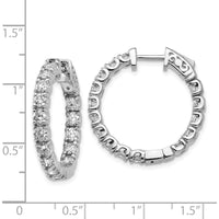 14K White Gold In-and-Out Round Hoop Earrings with 30 Prong Set Round Stones - 2.9mm Each Stone by Monteluci Fine Jewelry