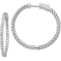 14K White Gold In-and-Out Round Hoop Earrings with Prong Set Diamonds - 98 Round Diamonds 1.6mm Total Weight by Monteluci Fine Jewelry