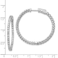 14K White Gold In-and-Out Round Hoop Earrings with Prong Set Diamonds - 98 Round Diamonds 1.6mm Total Weight by Monteluci Fine Jewelry