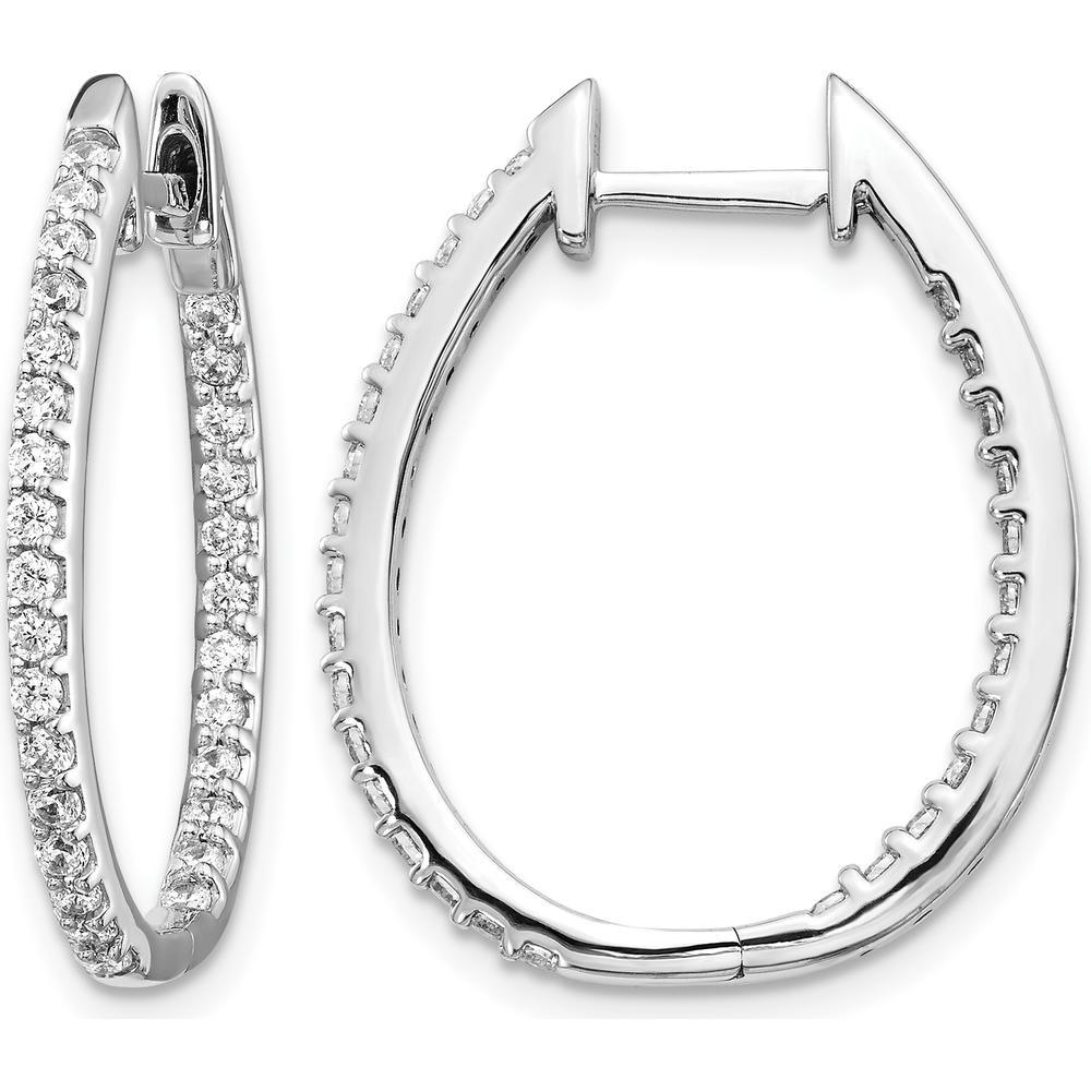 14K White Gold In/Out Diamond Hinged Hoop Earrings - 0.027 Carat Total Diamond Weight by Monteluci Fine Jewelry