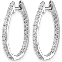 14K White Gold In/Out Diamond Hinged Hoop Earrings - 0.027 Carat Total Diamond Weight by Monteluci Fine Jewelry