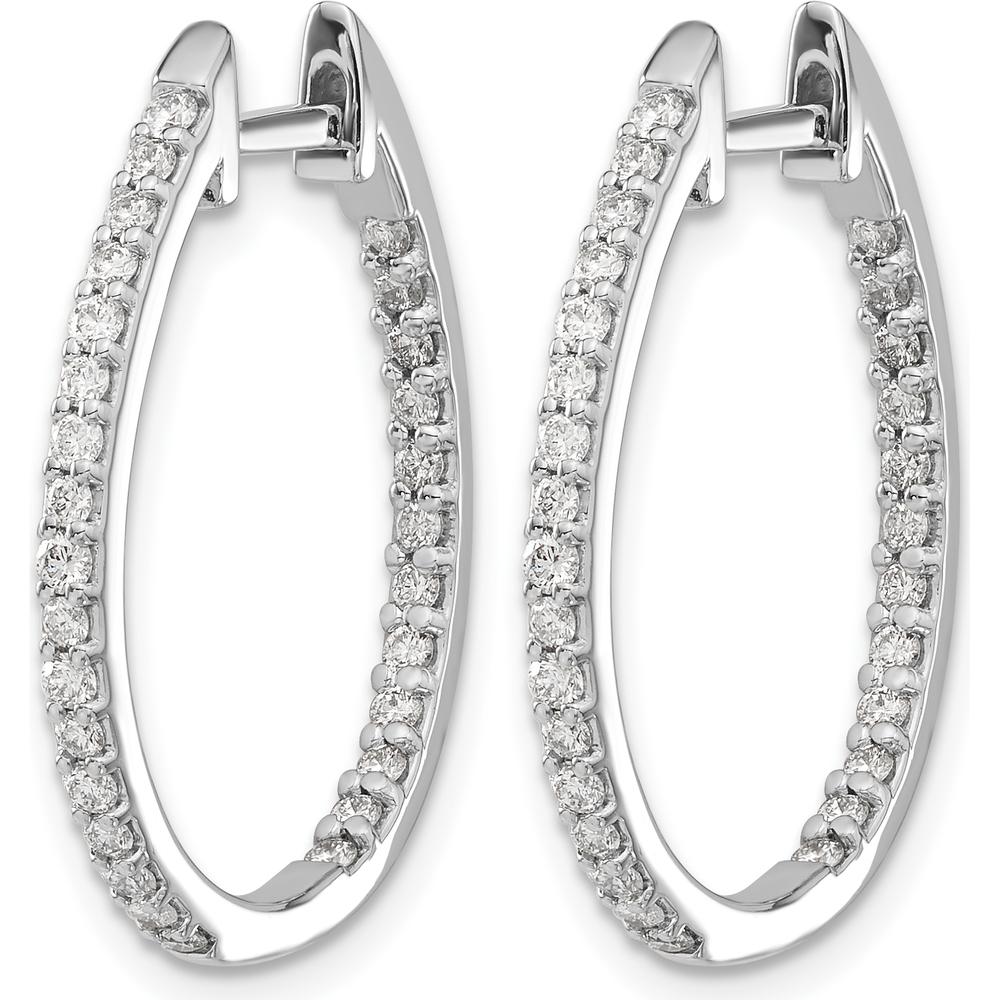 14K White Gold In/Out Diamond Hinged Hoop Earrings - 0.027 Carat Total Diamond Weight by Monteluci Fine Jewelry