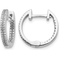 14K White Gold In/Out Diamond Hinged Hoop Earrings - 0.204 Carat Total Diamond Weight by Monteluci Fine Jewelry