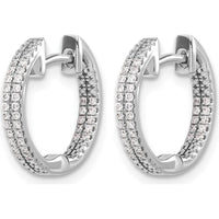 14K White Gold In/Out Diamond Hinged Hoop Earrings - 0.204 Carat Total Diamond Weight by Monteluci Fine Jewelry