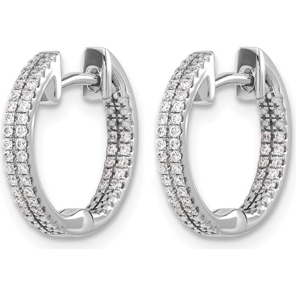 14K White Gold In/Out Diamond Hinged Hoop Earrings - 0.204 Carat Total Diamond Weight by Monteluci Fine Jewelry