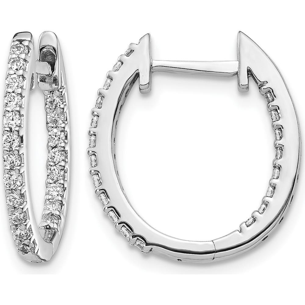14K White Gold In/Out Diamond Hinged Hoop Earrings - 0.50 Carat Total Diamond Weight by Monteluci Fine Jewelry