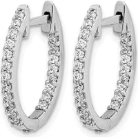 14K White Gold In/Out Diamond Hinged Hoop Earrings - 0.50 Carat Total Diamond Weight by Monteluci Fine Jewelry