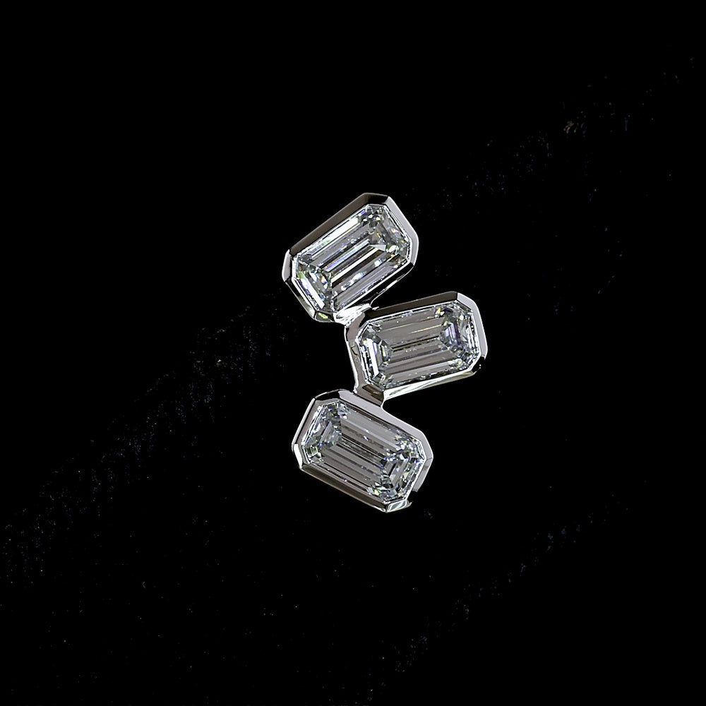 14K White Gold Inclined Bezel Set Emerald Cut Lab Diamond Stud Earrings - 1.74 Carats Total Diamond Weight (E-F Color, VS Clarity) - Covaloro Fine Jewelry