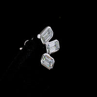 14K White Gold Inclined Bezel Set Emerald Cut Lab Diamond Stud Earrings - 1.74 Carats Total Diamond Weight (E-F Color, VS Clarity) - Covaloro Fine Jewelry