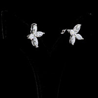 14K White Gold Inclined Floral Stud Earrings with Marquise Cut Lab Diamonds - 3.11 Carat Total Diamond Weight - Covaloro Fine Jewelry