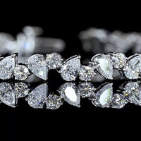 14K White Gold Inclined Mixed Shape Bracelet with Pear and Round Lab-Grown Diamonds - 5.76 Carat Total Weight - Covaloro Fine Jewelry