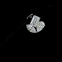 14K White Gold Inclined Mixed-Shape Stud Earrings with Emerald, Pear, and Marquise Lab Diamonds - 2.97 Carat Total Weight - Covaloro Fine Jewelry