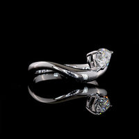 14K White Gold Inclined Pear Shape Solitaire Ring with 0.66 Carat Lab Diamond - E-F VS1 Clarity - Covaloro Fine Jewelry