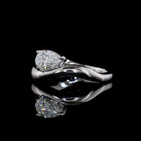 14K White Gold Inclined Pear Shape Solitaire Ring with 0.66 Carat Lab Diamond - E-F VS1 Clarity - Covaloro Fine Jewelry
