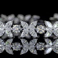14K White Gold Inclined Special Bracelet with 105 Round Brilliant Cut Lab Diamonds - 6.95 Carats Total Diamond Weight - Covaloro Fine Jewelry