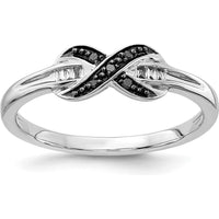 14K White Gold Infinity Band Ring with Black and White Diamonds - 0.06 Carat Total Diamond Weight by 0