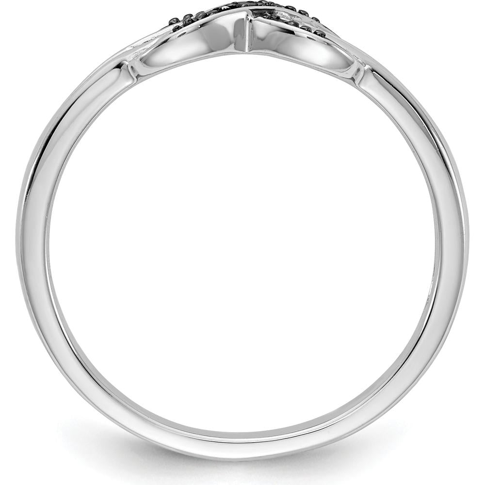 14K White Gold Infinity Band Ring with Black and White Diamonds - 0.06 Carat Total Diamond Weight by 0