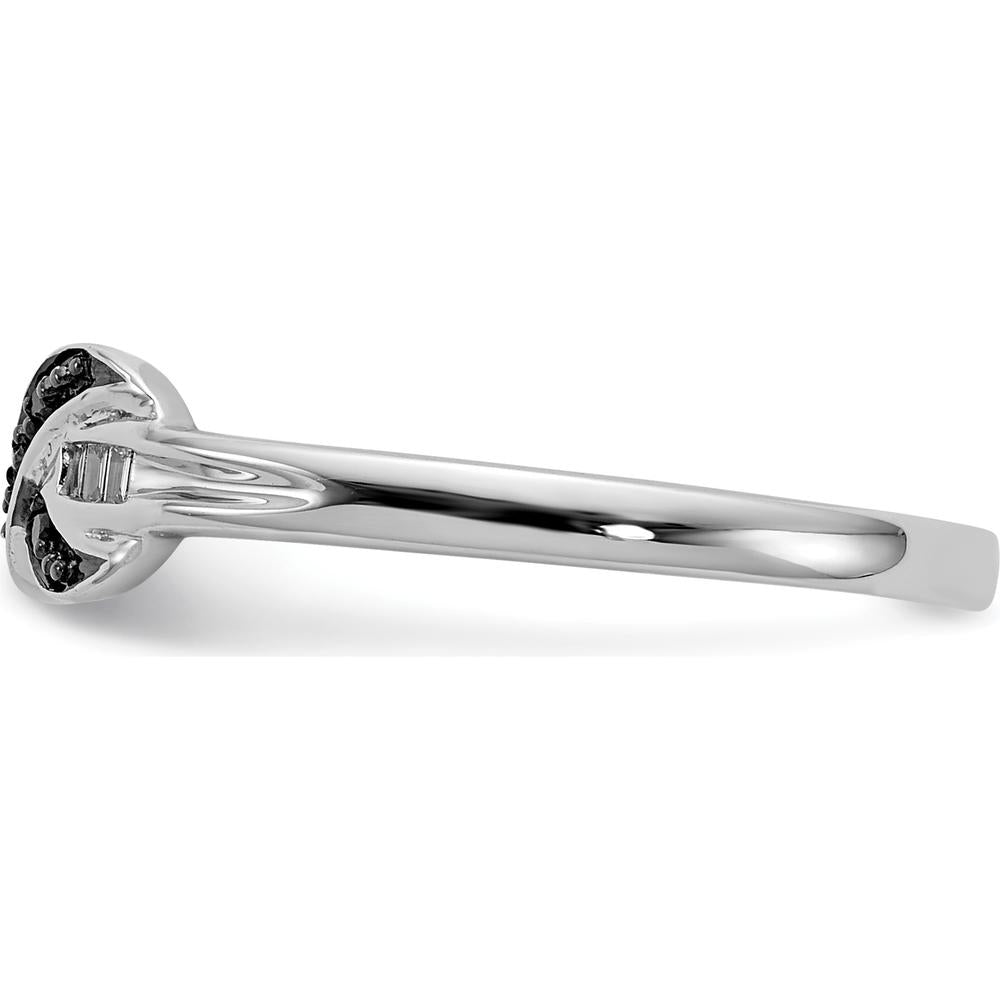 14K White Gold Infinity Band Ring with Black and White Diamonds - 0.06 Carat Total Diamond Weight by 0