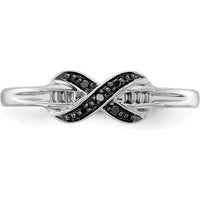 14K White Gold Infinity Band Ring with Black and White Diamonds - 0.06 Carat Total Diamond Weight by 0